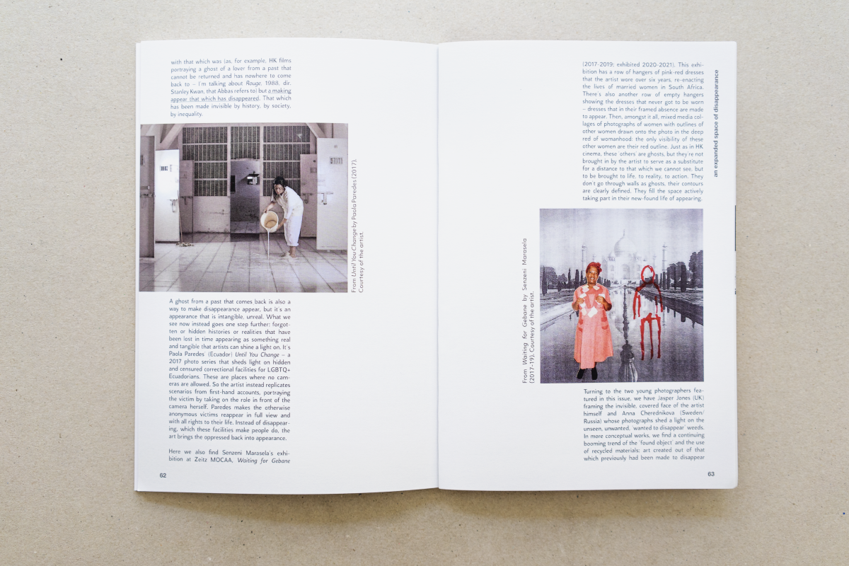 Text by Maria Kruglyak.
Image left: Until You Change by Paola Paredes.
Image right: Waiting for Gebane by Senzeni Marasela.
Courtesy of the artists.
