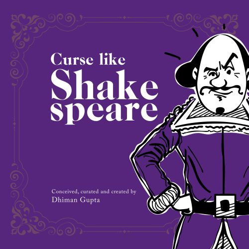 illustrated zine cover in purple with text saying curse like shakespeare